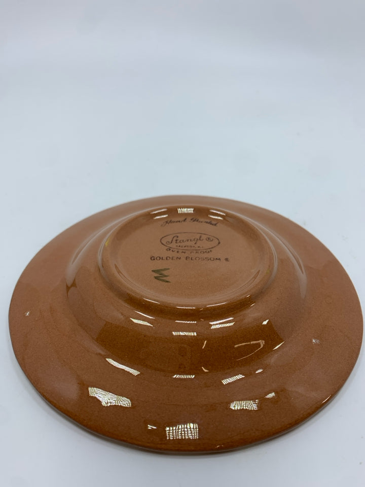 SM VTG GOLDEN BLOSSOM POTTERY PLATE.