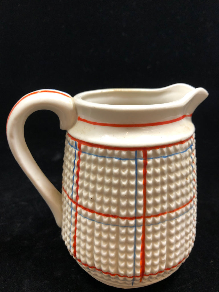 SMALL HOBNAIL PITCHER W/FLOWER ETCHING.
