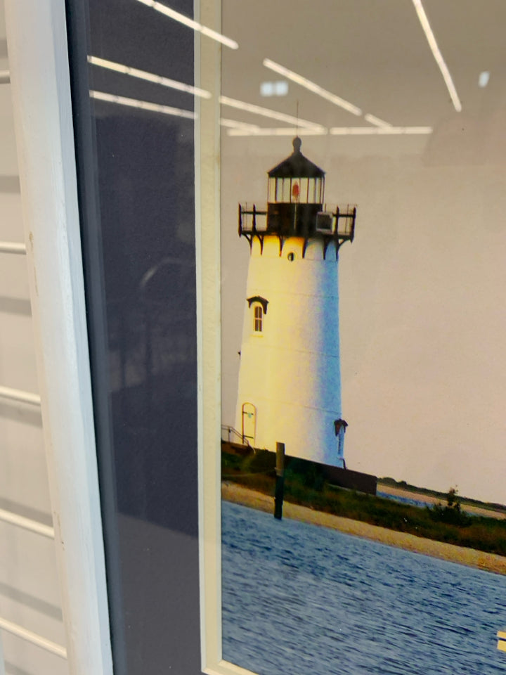 FRAMED EDGARTOWN LIGHTHOUSE PRINT.