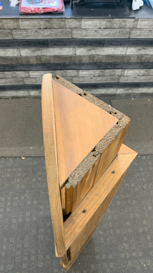 2PC VTG WOOD CORNER SHELF W/ 4 SHELVES, CABINET.