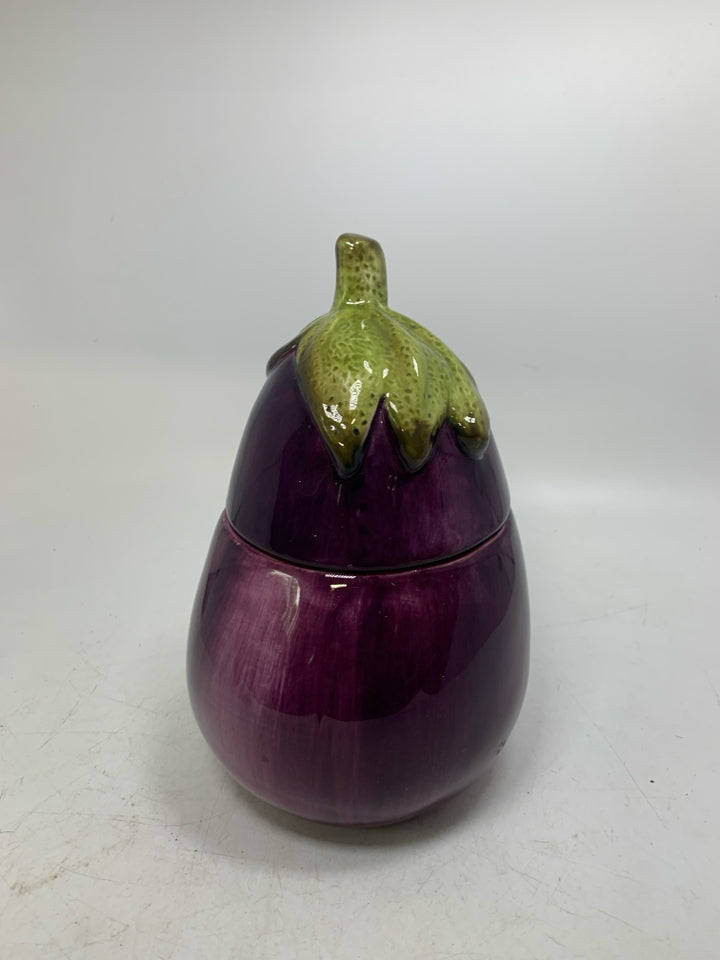 VTG CERAMIC EGGPLANT CANISTER.