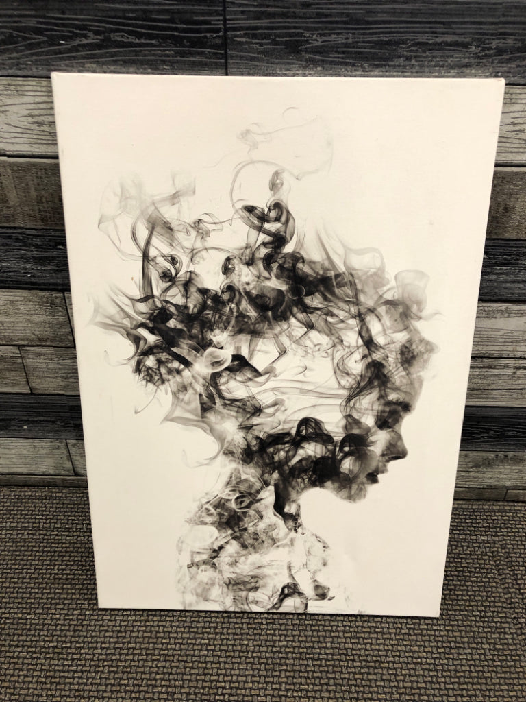 ABSTRACT WOMAN'S FACE SMOKE CANVAS.