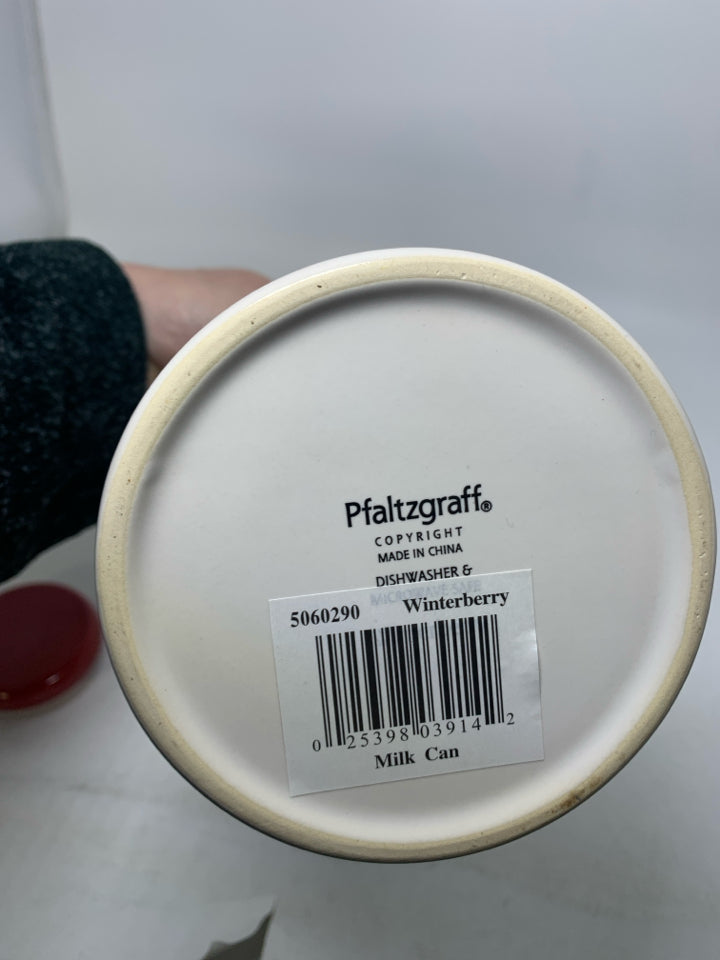 WINTERBERRY PFALTZGRAFF CERAMIC MILK CAN.