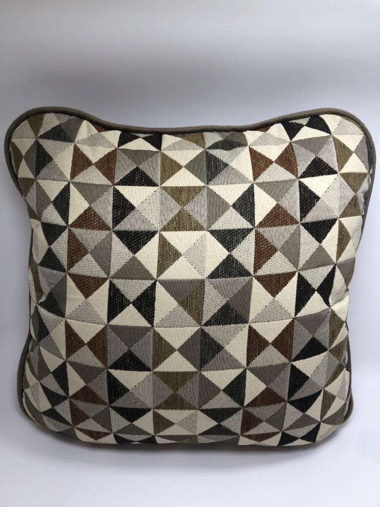 BLACK & BROWN TRIANGLE DESIGN PILLOW.