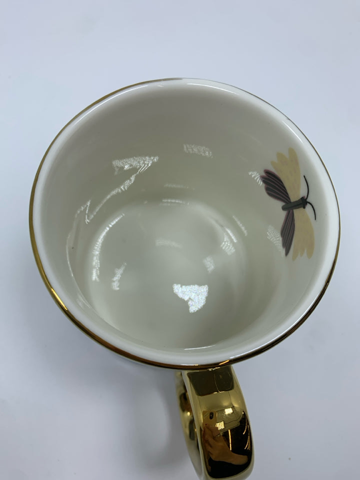 GOLD/BLUE FLORAL "K" MUG.