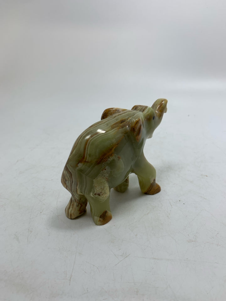 MULTI COLORED STONE ELEPHANT FIGURINE.