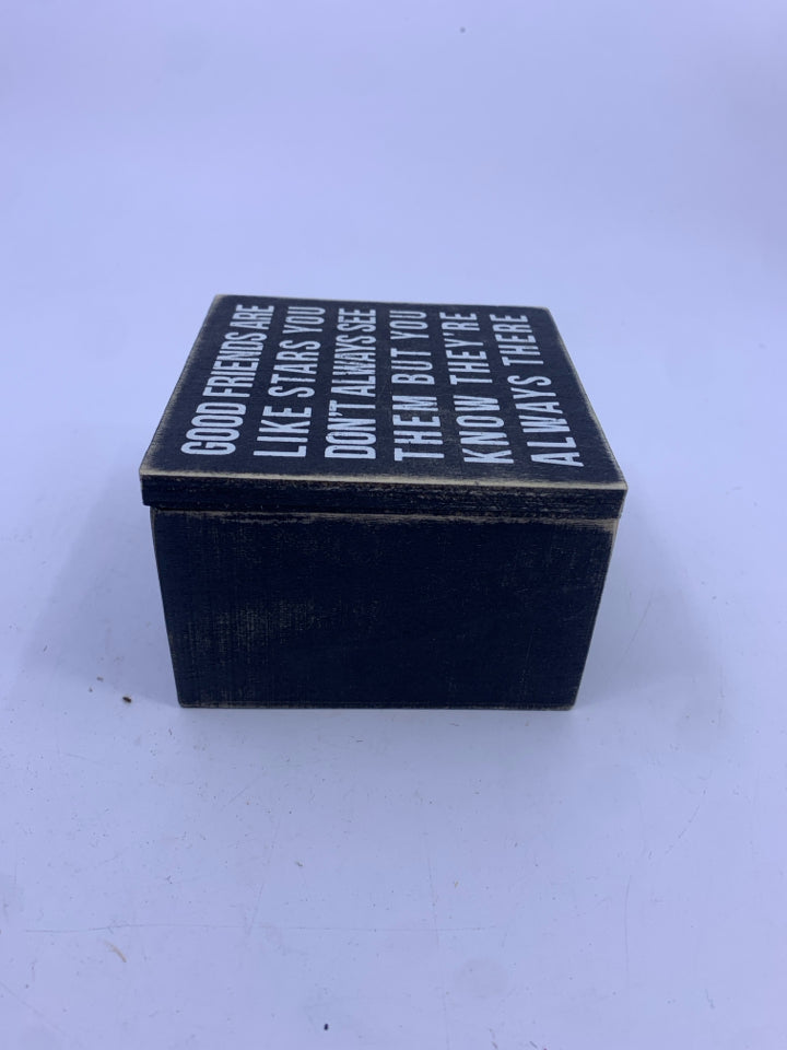 GOOD FRIENDS WOOD BOX W/FLIP LID.