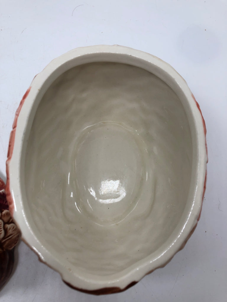 TURKEY PAINTED CERAMIC GRAVY BOAT.
