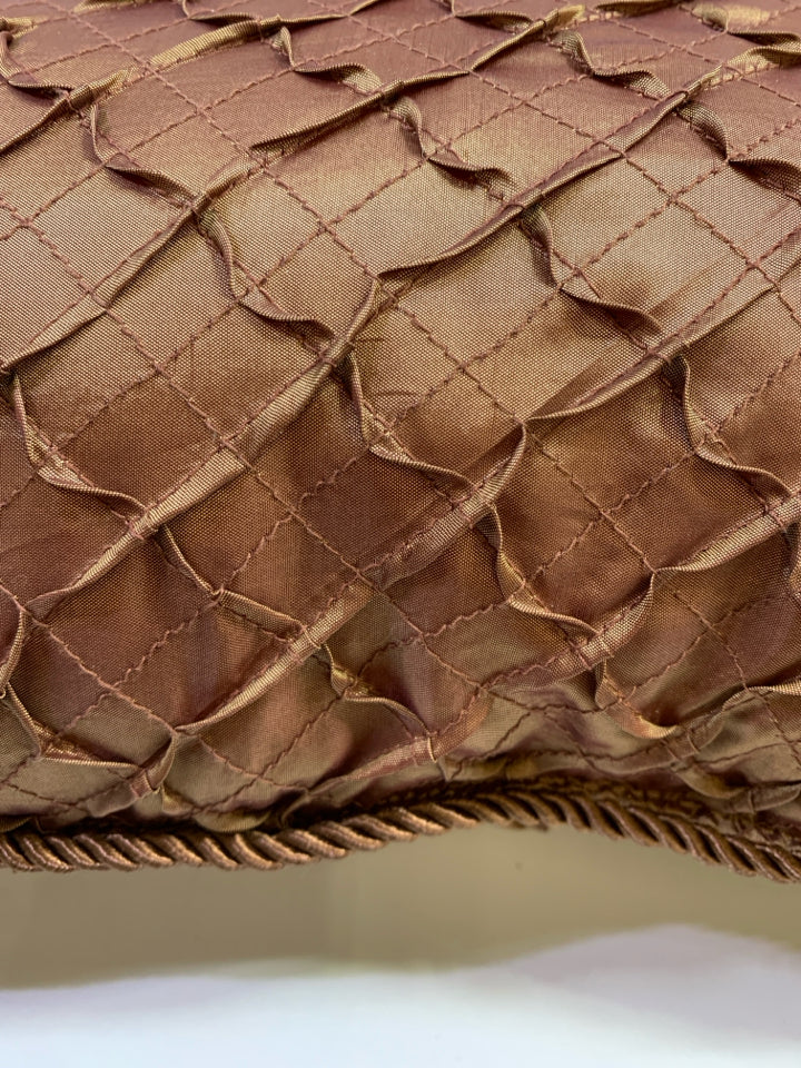 BROWN RUFFLED PILLOW W/ROPE EDGE RODEO HOME.