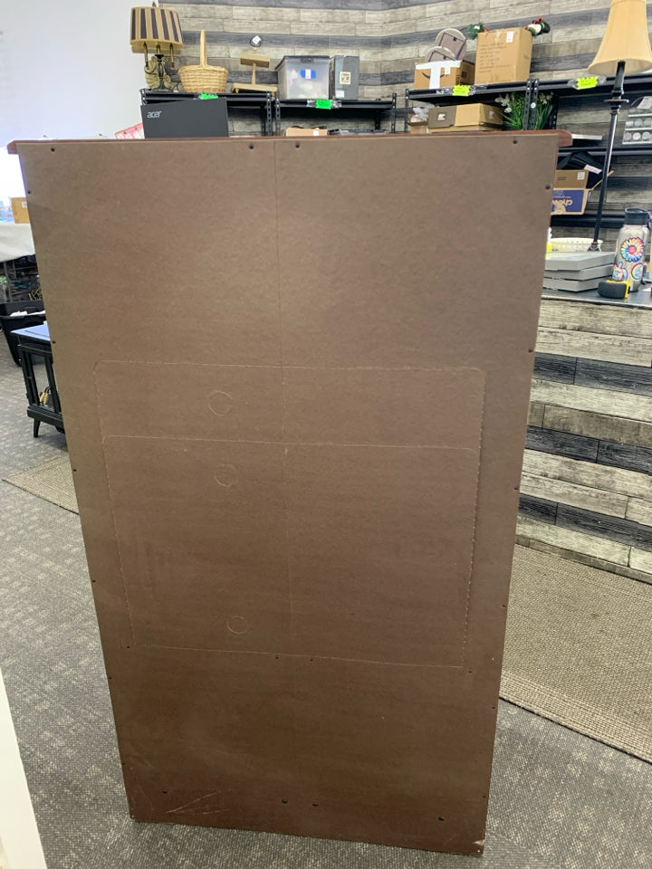 FAUX CHERRY WOOD ARMOIRE 2 DRAWERS CABINET W/ 3 SHELVES GOLD HARDWARE.