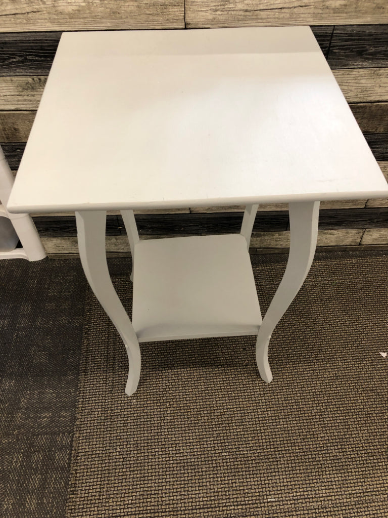 TALL GRAY SIDE TABLE.