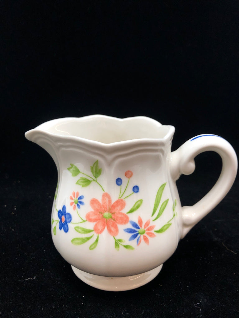 COUNTRY FRENCH IRONSTONE FLORAL CREAMER.