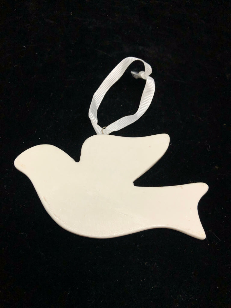 WHITE CERAMIC  DOVE W/ GOLD DETAILS ORNAMENT.