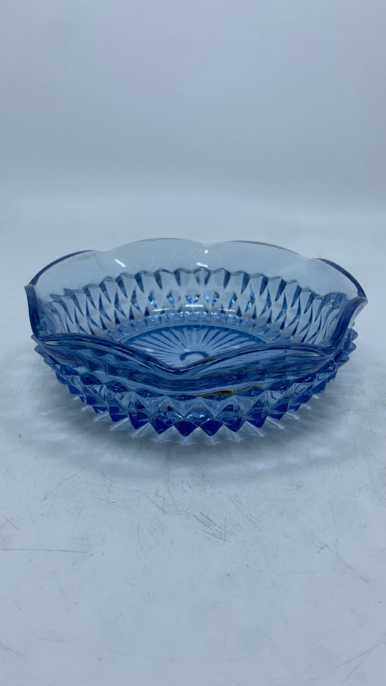 LIGHT BLUE GLASS HOBNAIL DIP DISH.