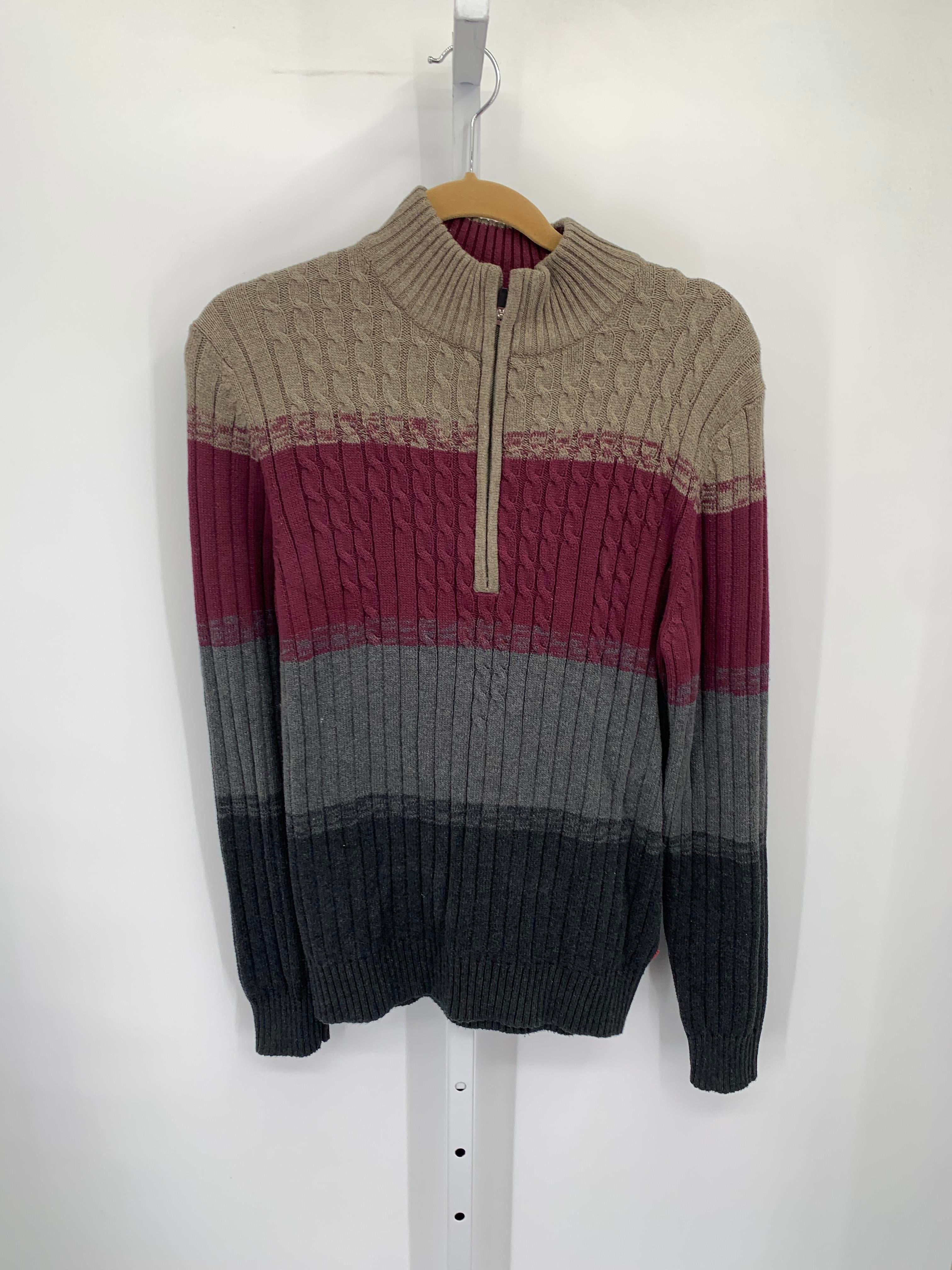 PARTIAL ZIP CABLE KNIT SWEATER