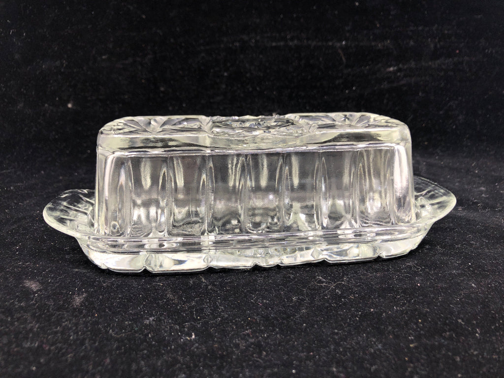 CUT GLASS BUTTER DISH.