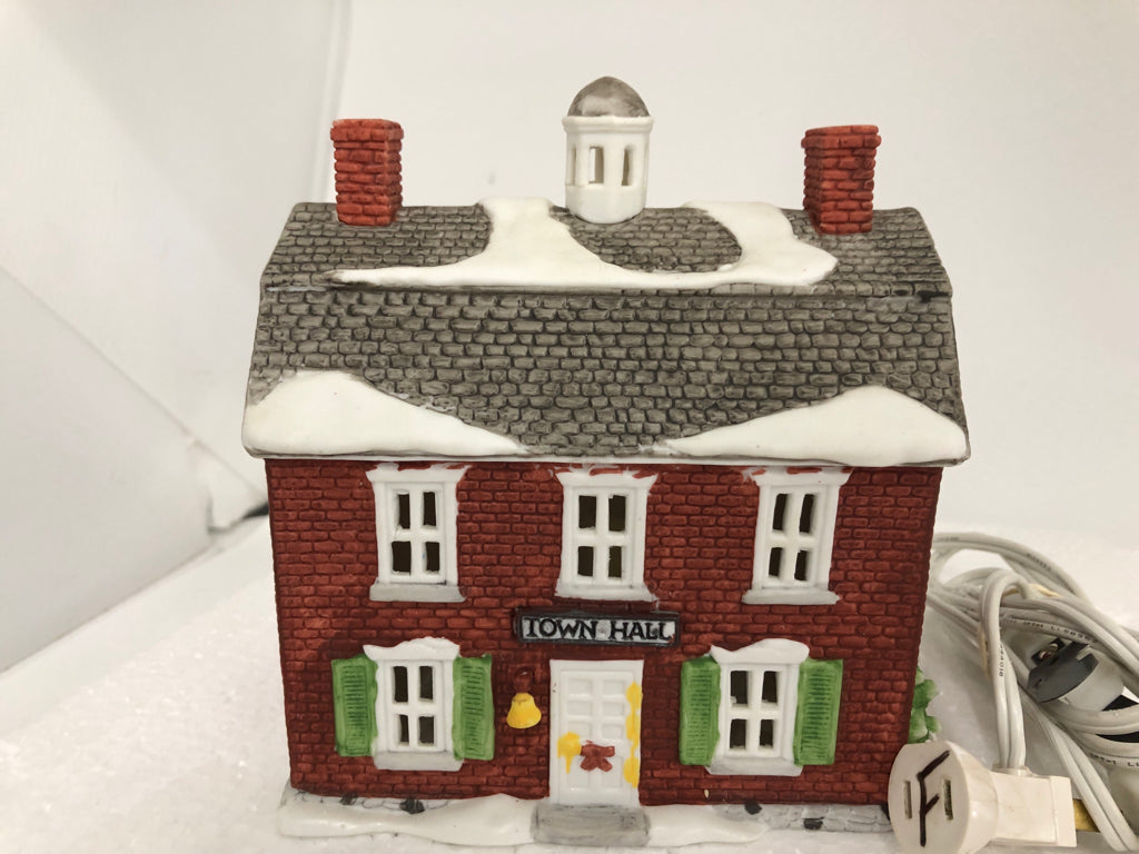 CERAMIC VILLAGE BRICK TOWN HALL DEPARTMENT 56.