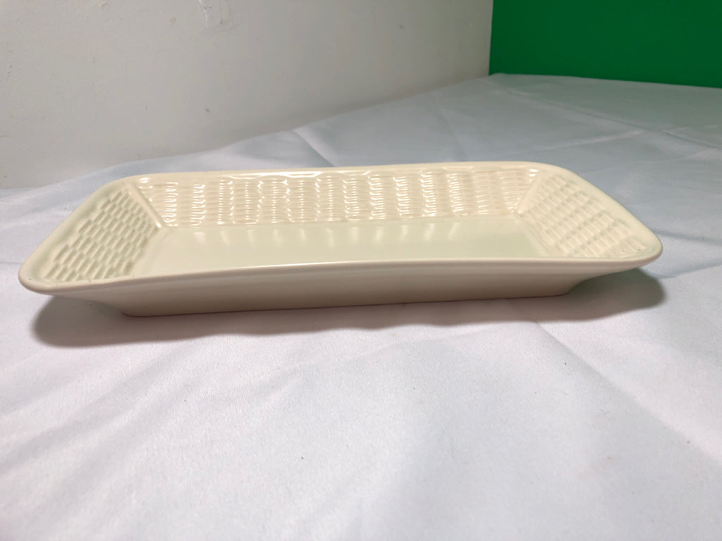 WHITE BRAIDED PFALTZGRAFF RECTANGLE TRAY.
