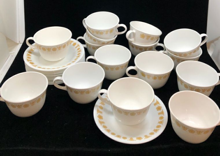 30PC YELLOW FLOWER CUP + SAUCER SET- SVC 15.