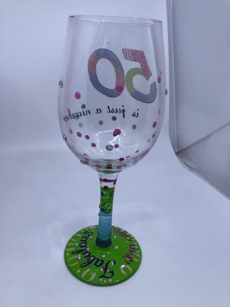 50 IS JUST A NUMBER LOLITA WINE GLASS IN BOX