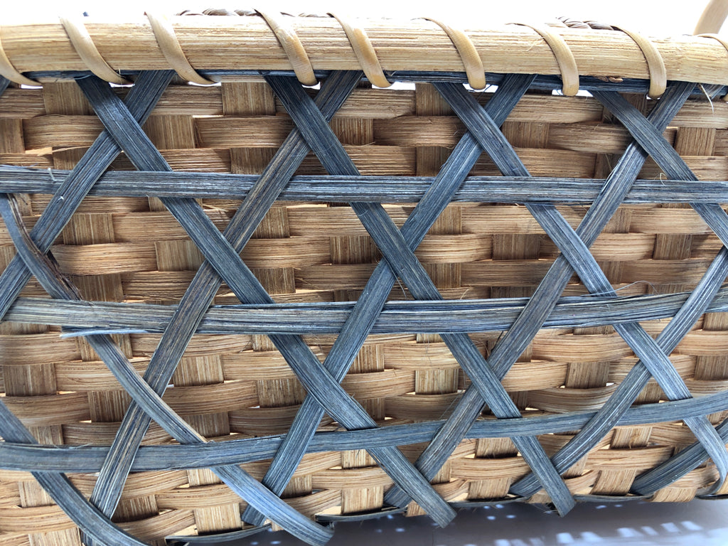 GREEN CAGE-WEAVE WICKER BASKET.