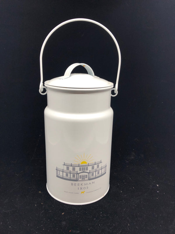 BEEKMAN WHITE METAL CANISTER.