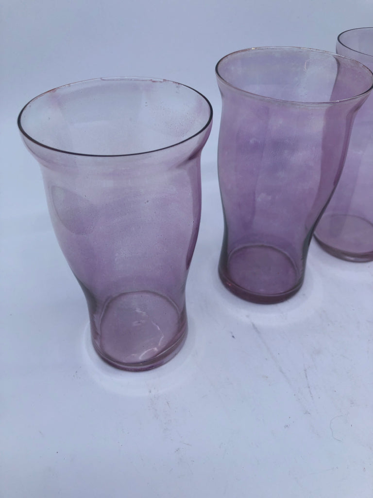 4 PURPLE TINT DAINTY GLASSES.