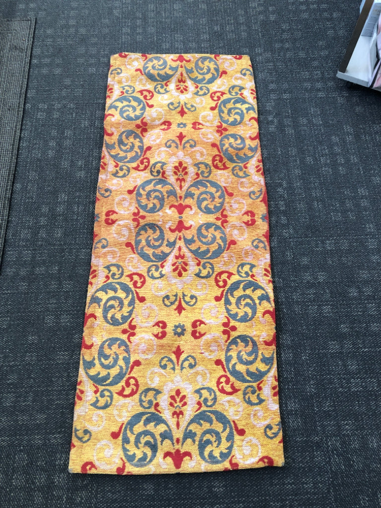 PAISLEY ORANGE,RED,BLUE WHITE PATTERNED RUNNER.