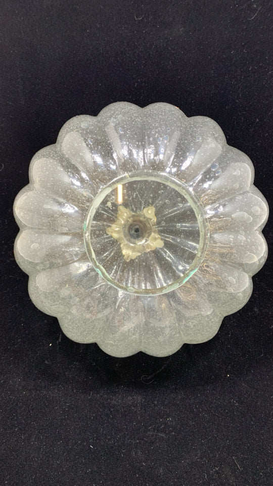 BLOWN GLASS PUMPKIN W/METAL STEM.