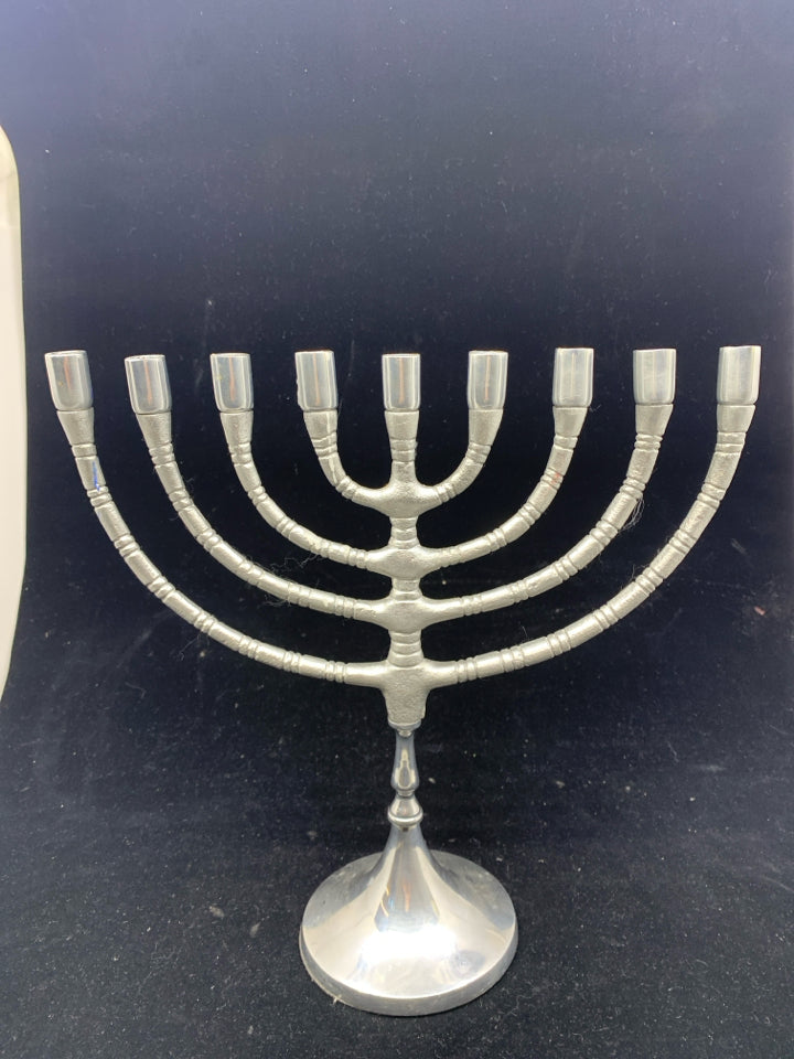 SILVER METAL MENORAH.