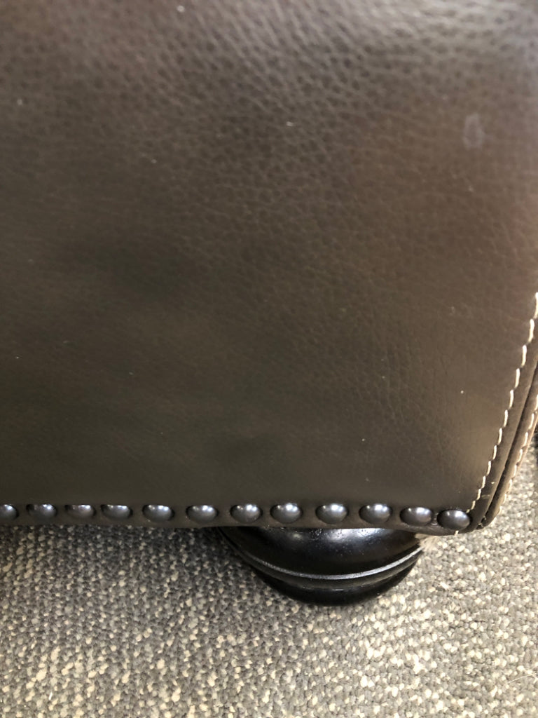 LEATHER LOUNGE CHAIR + OTTOMAN.