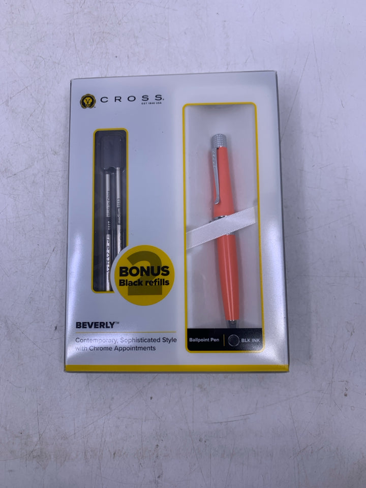 NIB BEVERLY CROSS PEN W/ 2 BLACK REFILLS.