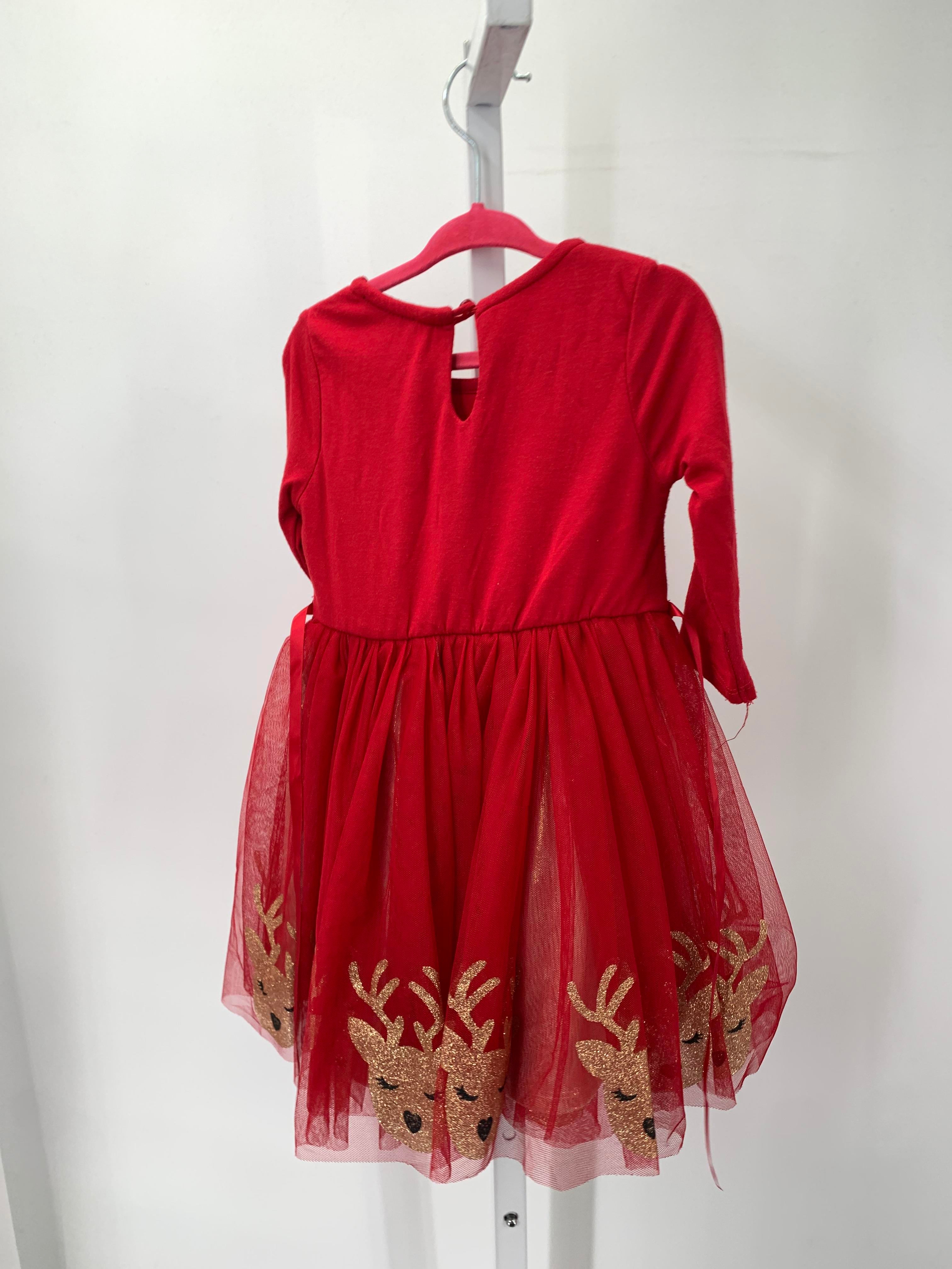 LONG SLV DRESS GOLD GLITTER REINDEER