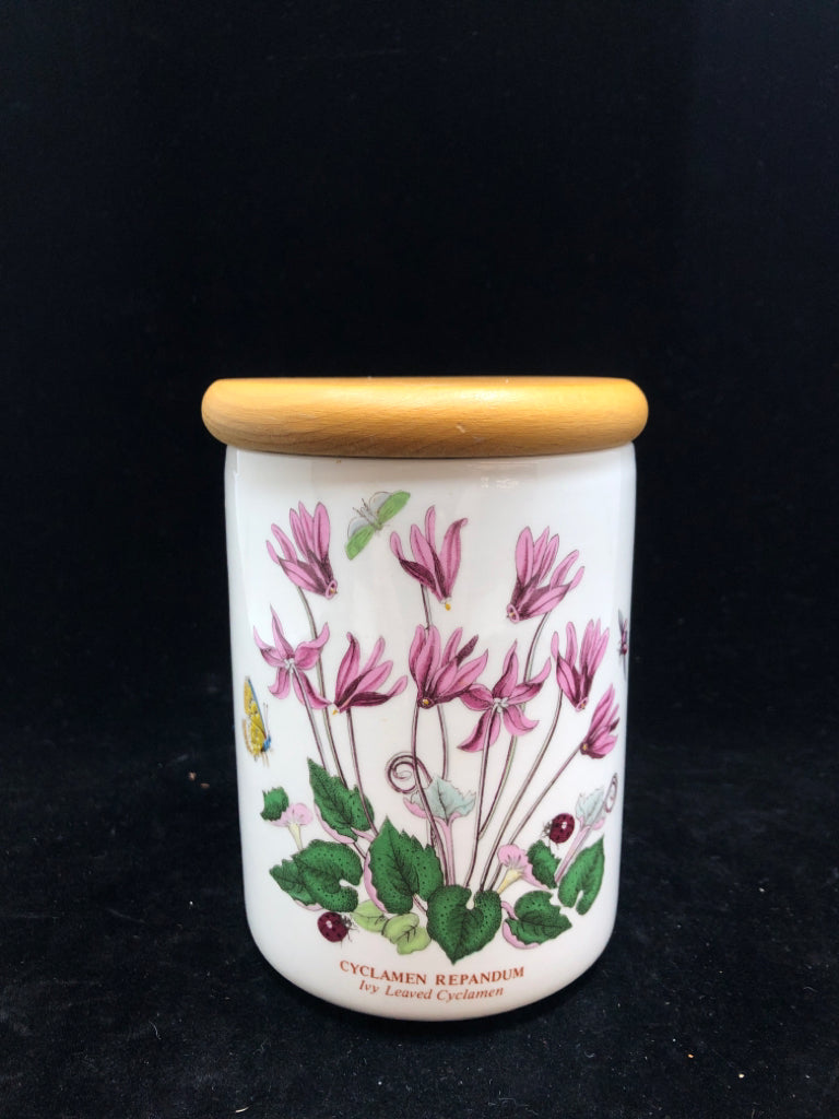 THE BOTANIC GARDEN CANISTER W/WOOD LID.