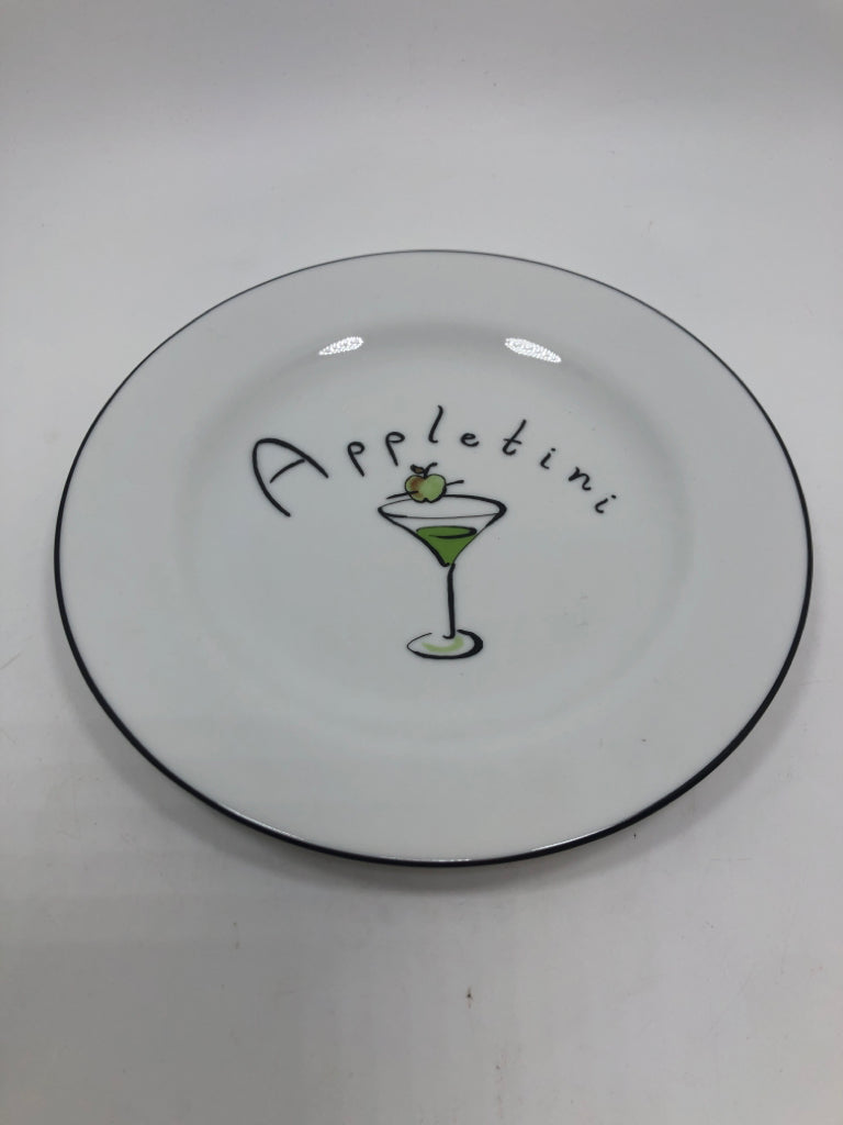4 POTTERY BARN MARTINI PLATES.