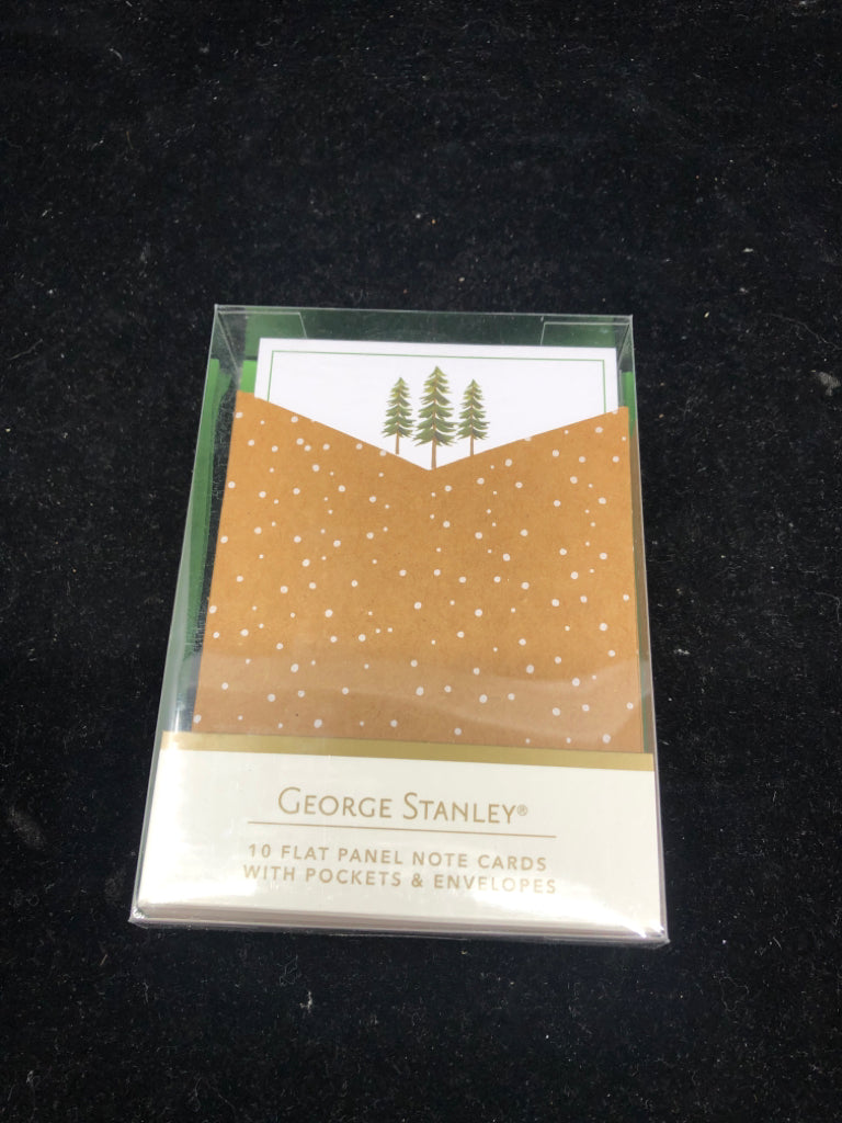 NIP GEORGE STANLEY 10 FLAT PANEL NOTE CARD W POCKETS.