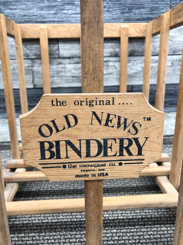 WOOD SLATE CRATE "OLD NEWS BINDERY" NEWSPAPER RACK.