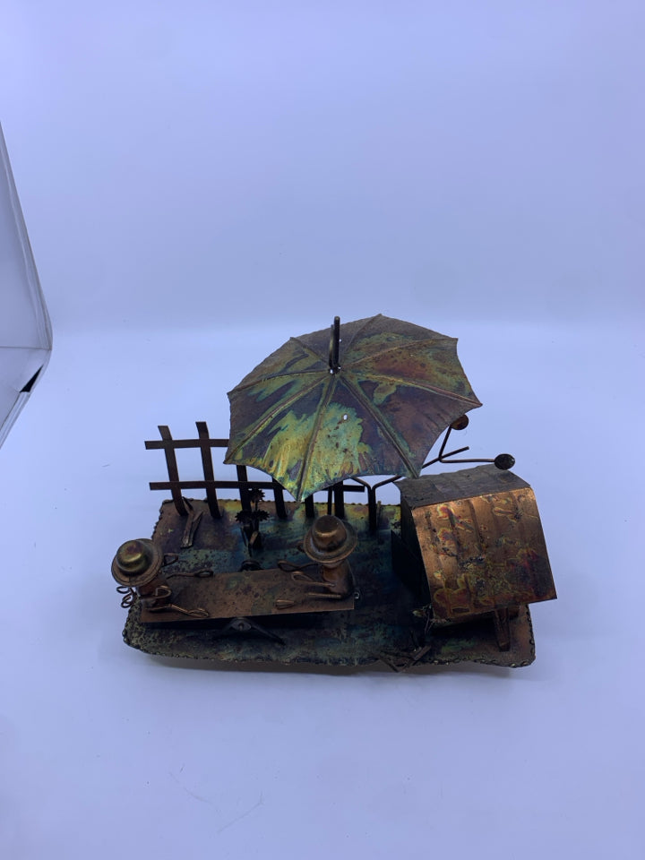 COPPER METAL SEE SAW MUSIC BOX.