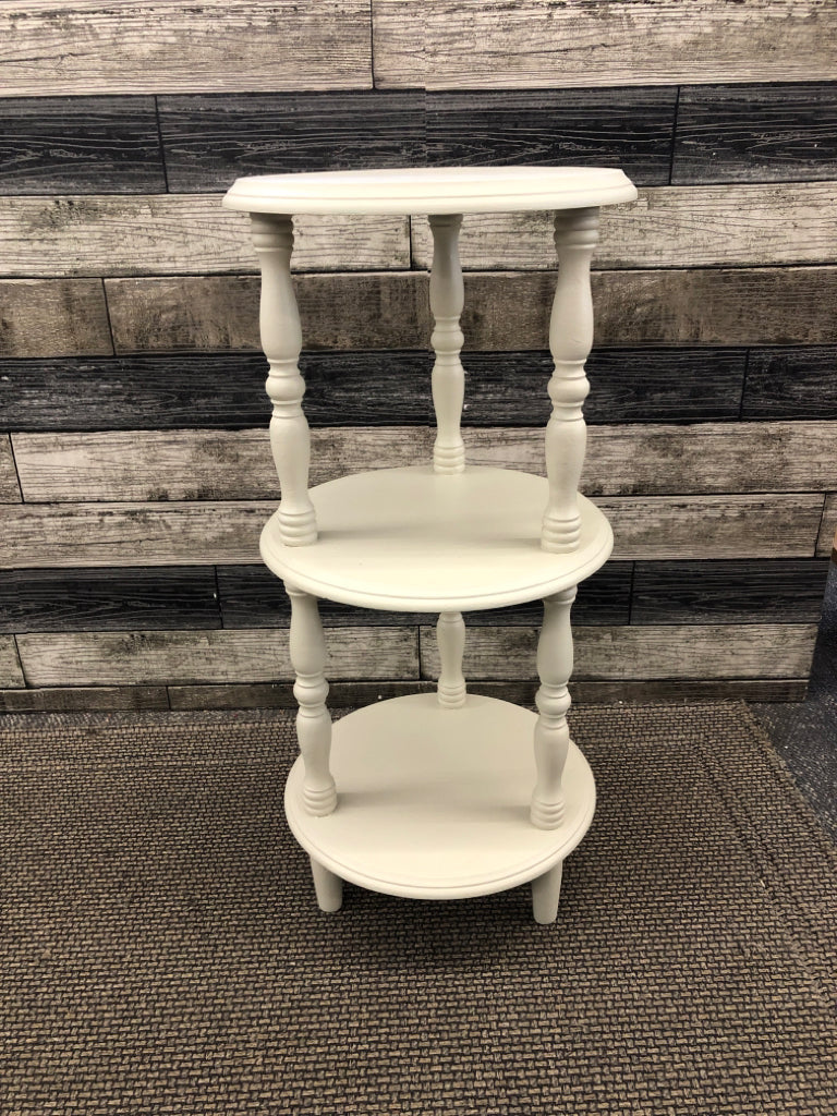 3 TIER CREAM PAINTED PLANT STAND.