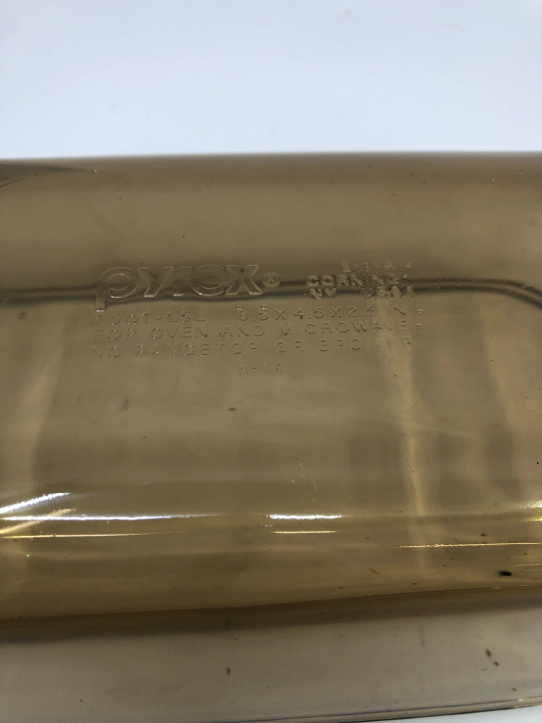 BROWN PYREX LOAF PAN.