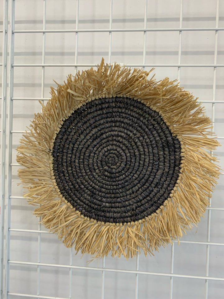 GRAY JUTE WALL-HANGING.