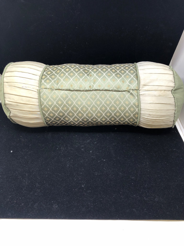 GREEN CYLINDER PILLOW.