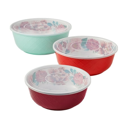 The Pioneer Woman Festive Forest 6-Piece Embossed Melamine Serving Bowl Set with