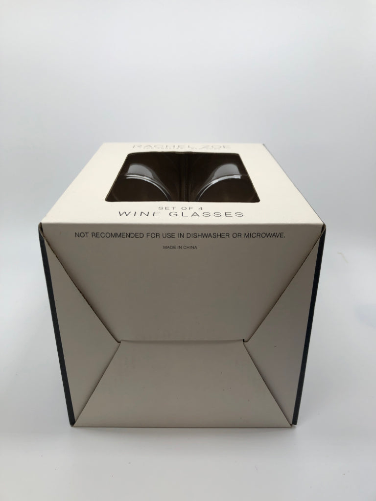 NIB 4 RACHEL ZOE WINE GLASSES.