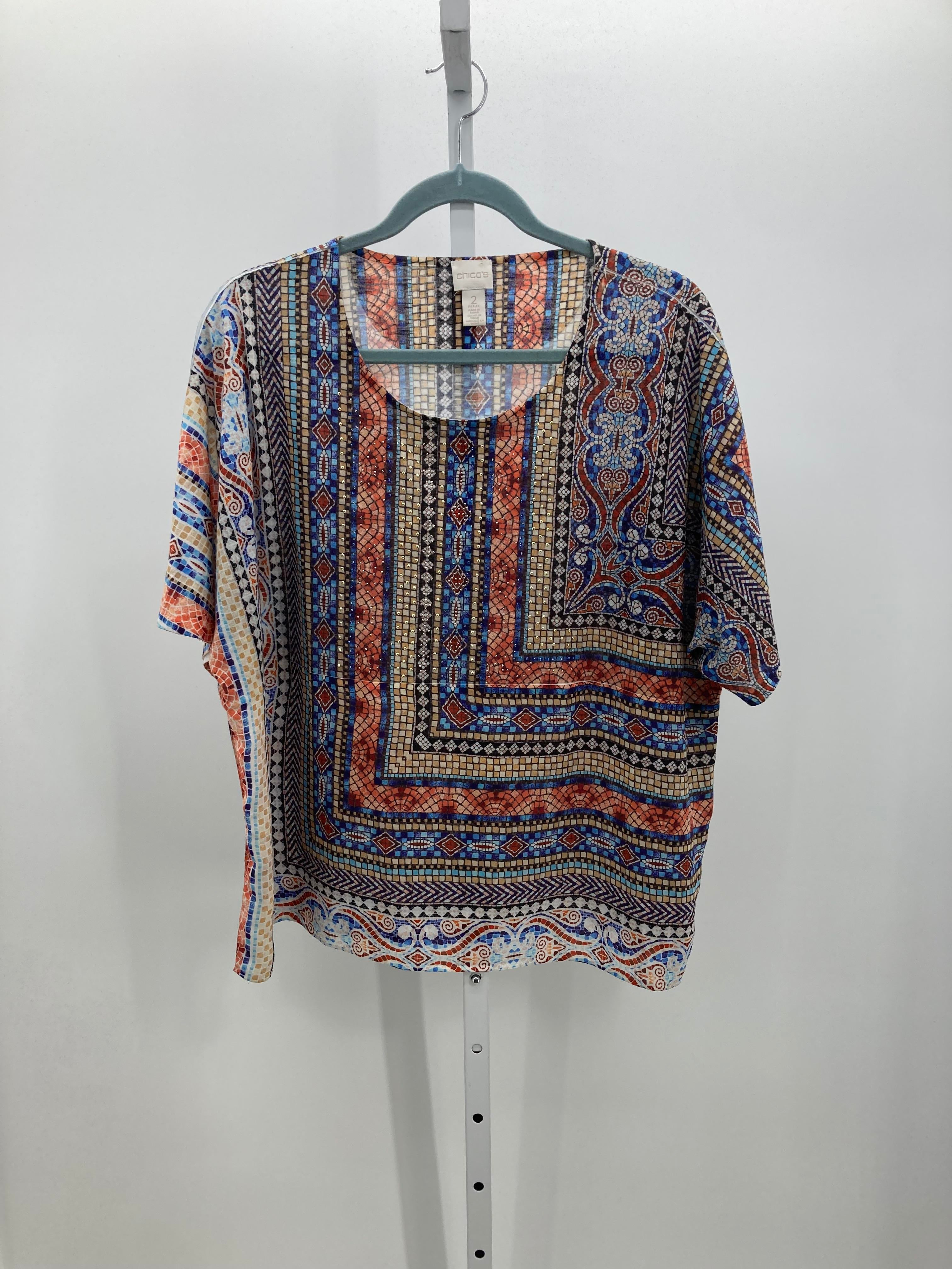 Chico's Size Medium Petite Petite Short Sleeve Shirt