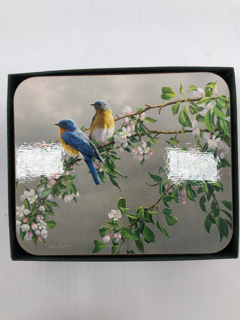6 JASON BIRD COASTERS IN BOX.