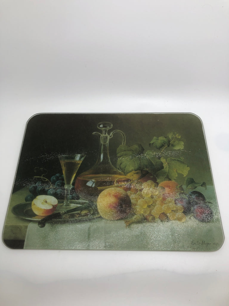 APPLES & GRAPES STILL-LIFE CUTTING BOARD.