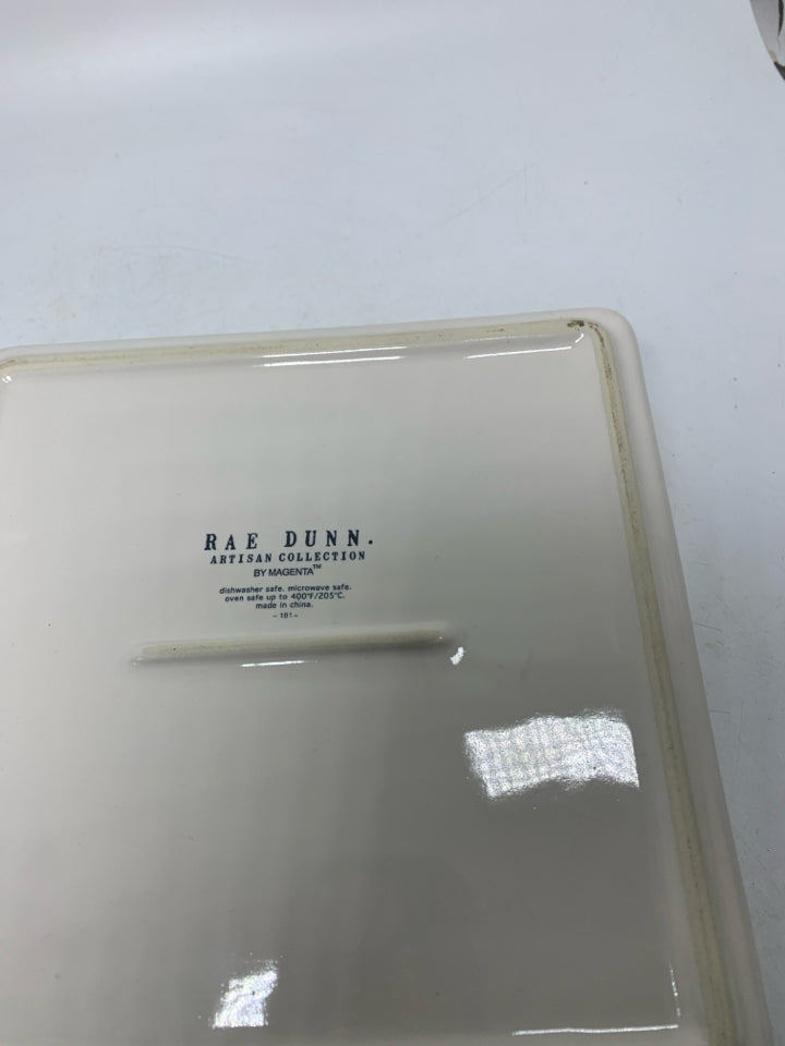 RAE DUNN WHITE GINGERBREAD SQUARE BAKING DISH.