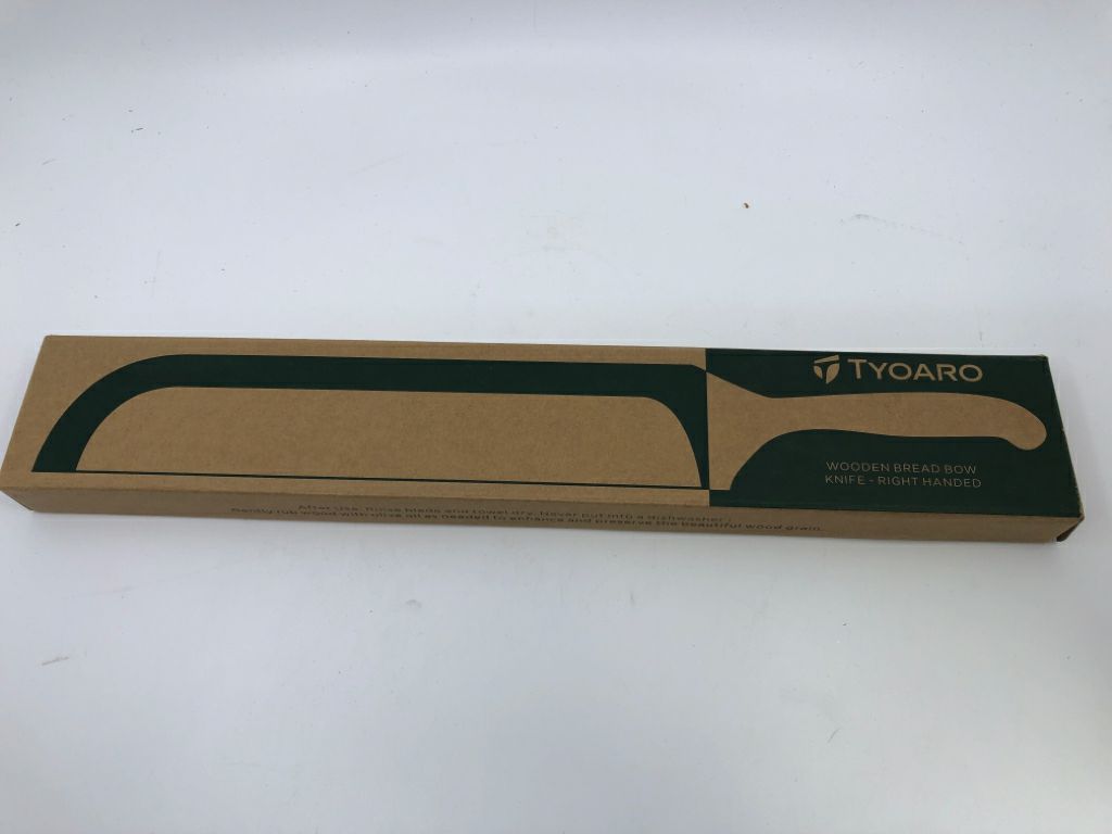 NIB WOOD BREAD BOW KNIFE