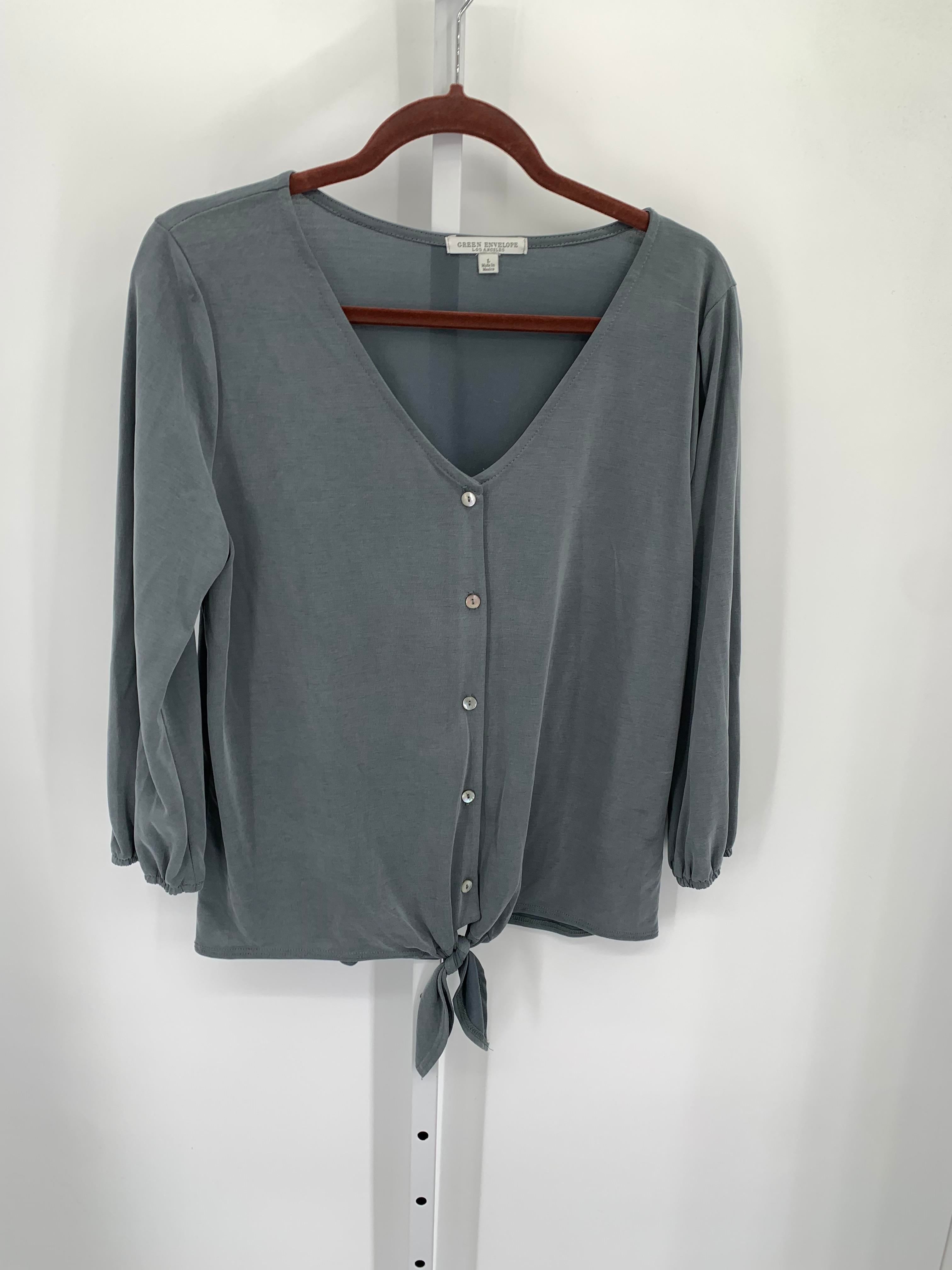 Green Envelope Size Large Misses 3/4 Sleeve Shirt